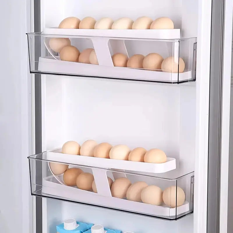 Rosin official™Automatic Rolling Egg Holder: 2-Tier Fridge Dispenser
