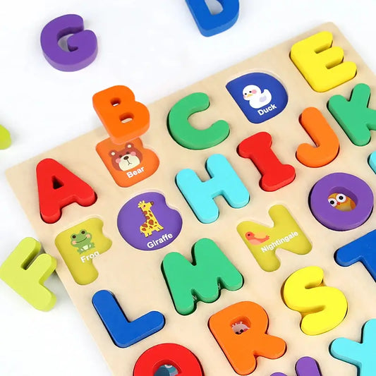 Rosin official™ Montessori Wooden Alphabet & Number Puzzle: Preschool Toy