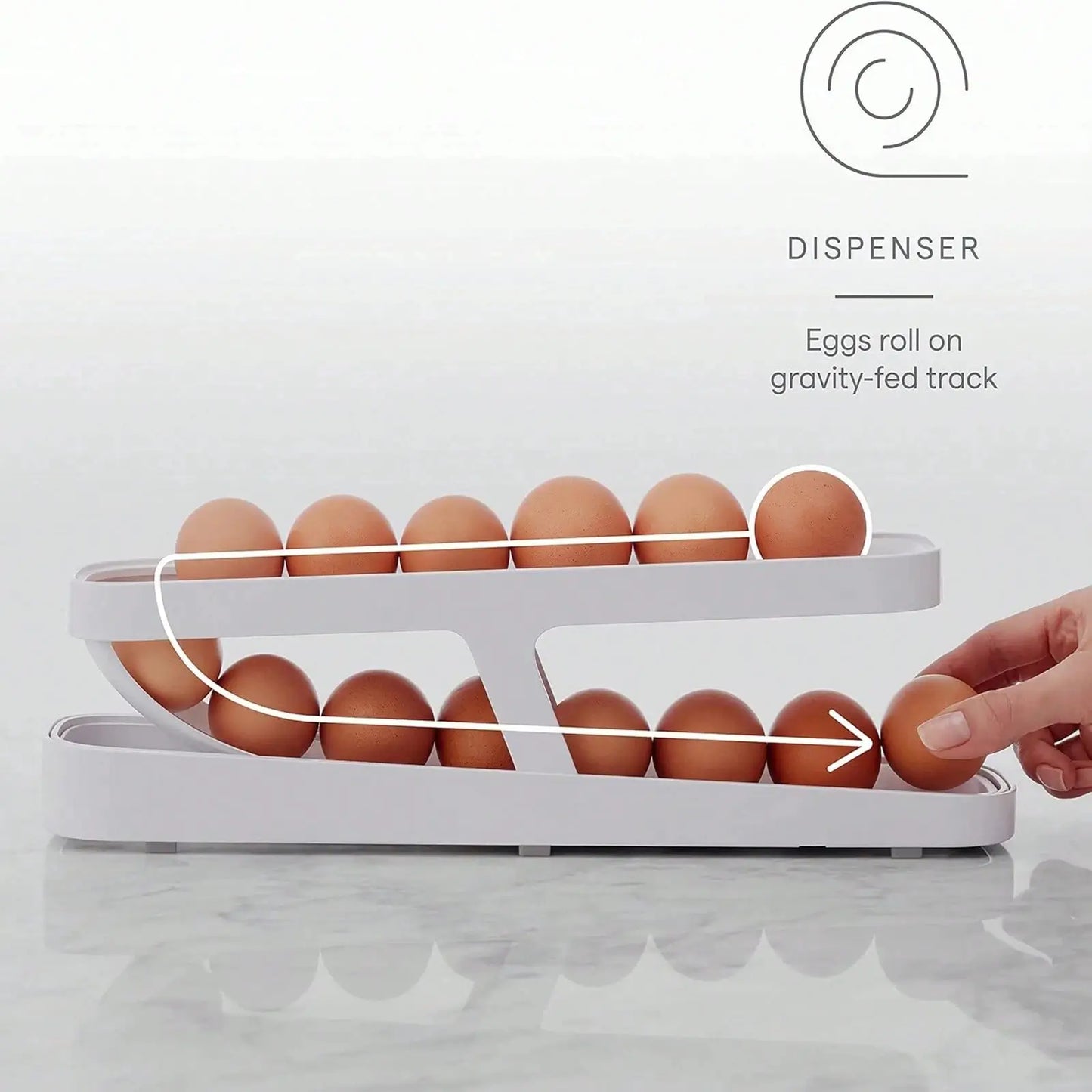 Rosin official™Automatic Rolling Egg Holder: 2-Tier Fridge Dispenser