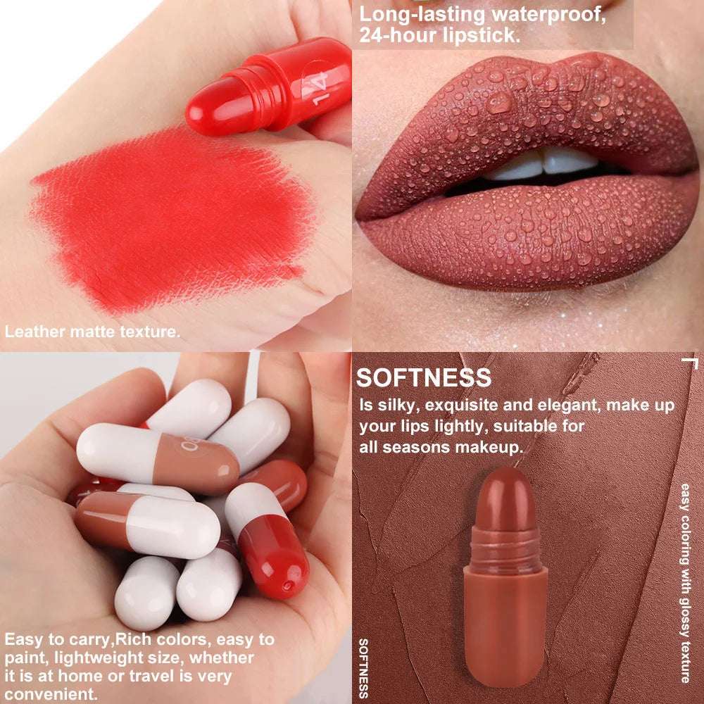 Rosin Official™ 18Pcs Matte Capsule Lipstick Set - Waterproof, Long-Lasting