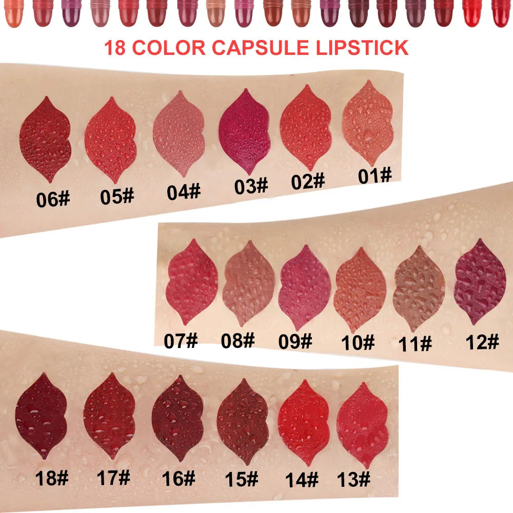 Rosin Official™ 18Pcs Matte Capsule Lipstick Set - Waterproof, Long-Lasting