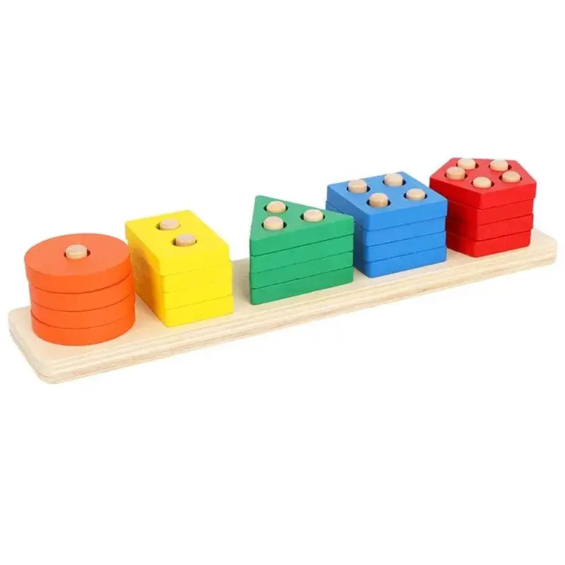 Rosin official™ Montessori Wooden Building Blocks: Shape & Color Match Toy